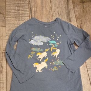 Tea Collection Long Sleeve Tee with Horse Design - Gray